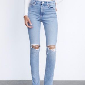 Zara High Waisted Split Hem Jeans